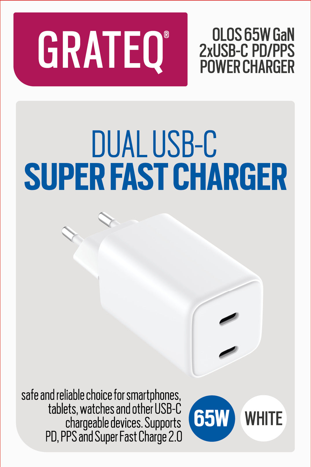 OLOS VERKKOVIRTALATURI PD/PPS 2XUSB-C GAN 65W