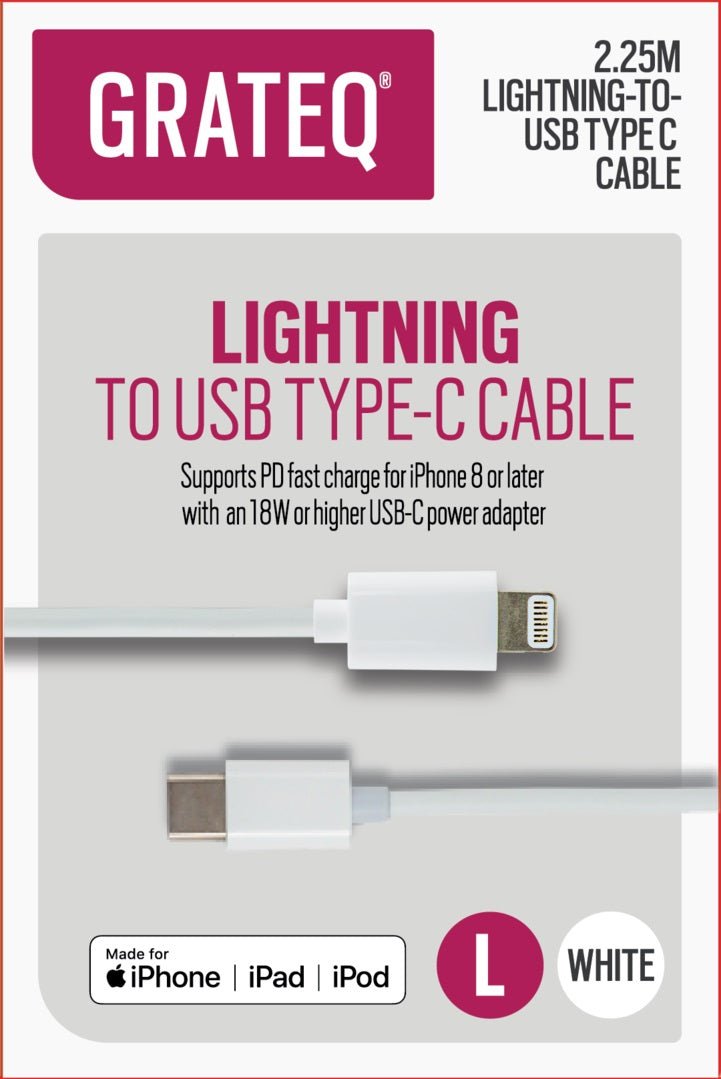 GRATEQ USB - C - MFI LIGHTNING KAAPELI 2.25M – GRATEQ |