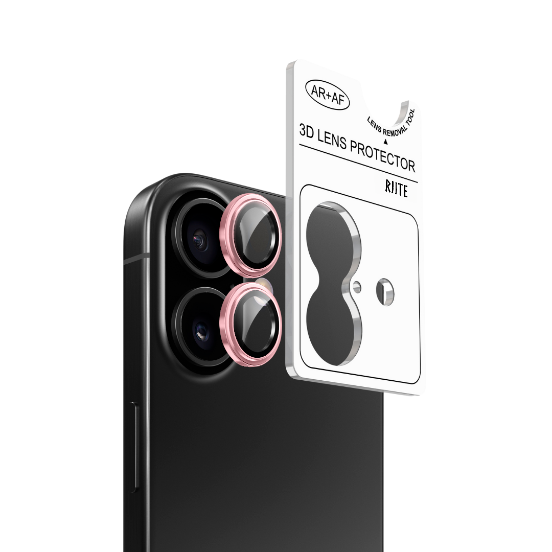 iPhone 15 Plus Riite panssarilasi kameralle - Pinkki, Linssinsuoja / Asennuskehikolla