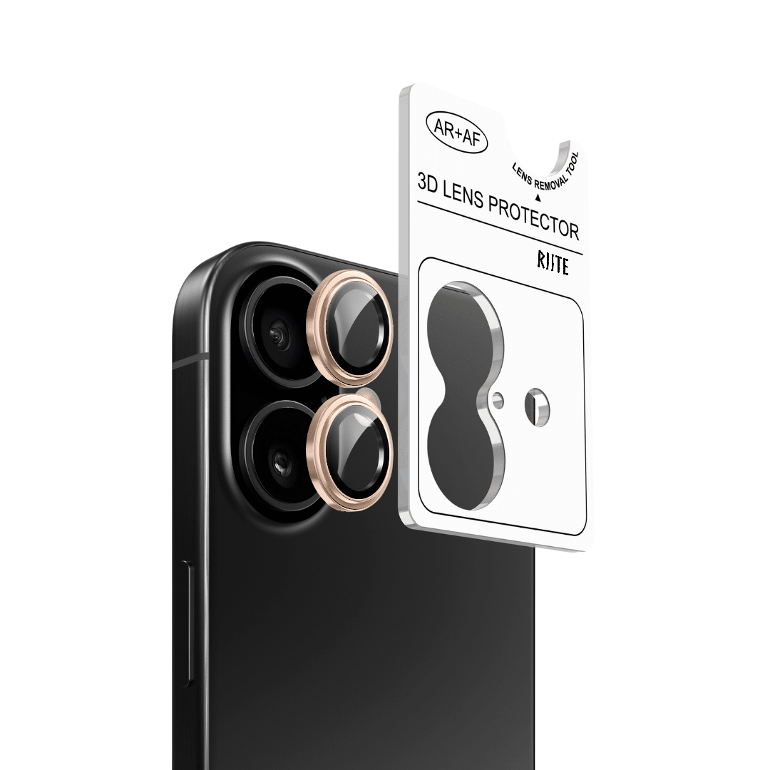 iPhone 16 Pro Riite panssarilasi kameralle - Ruskea, Linssinsuoja / Asennuskehikolla – Riite | takakamera - linssinsuoja