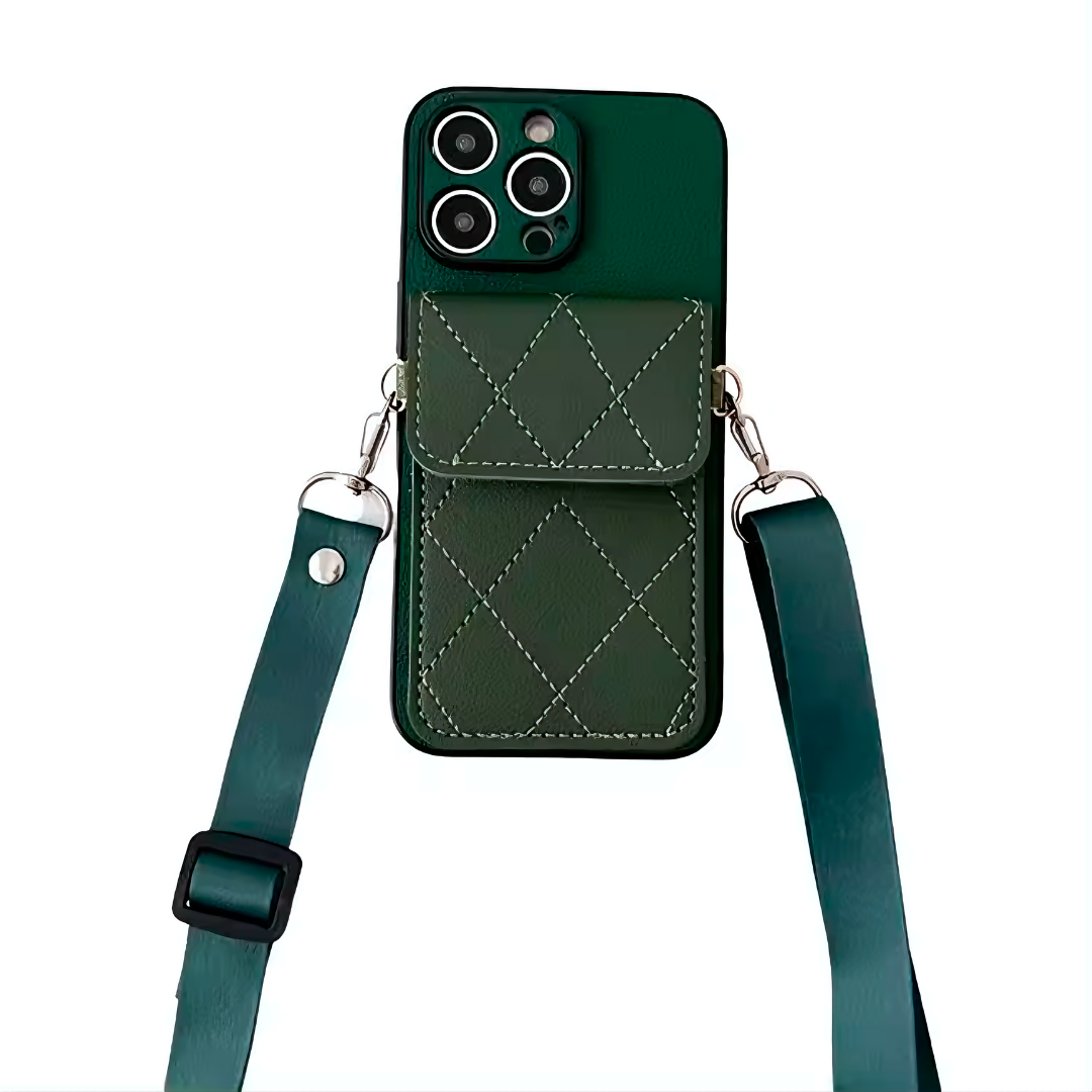 Apple iPhone vegaaninen keinonahkakuori - Lompakko, kantohihna