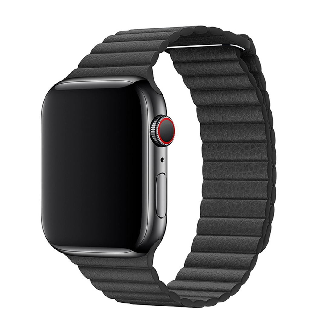 Apple Watch nahkaranneke Chain strap - Musta
