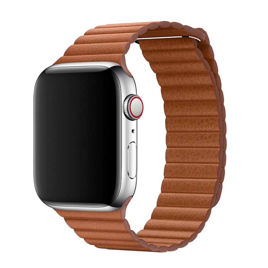 Apple Watch nahkaranneke Chain strap - Ruskea