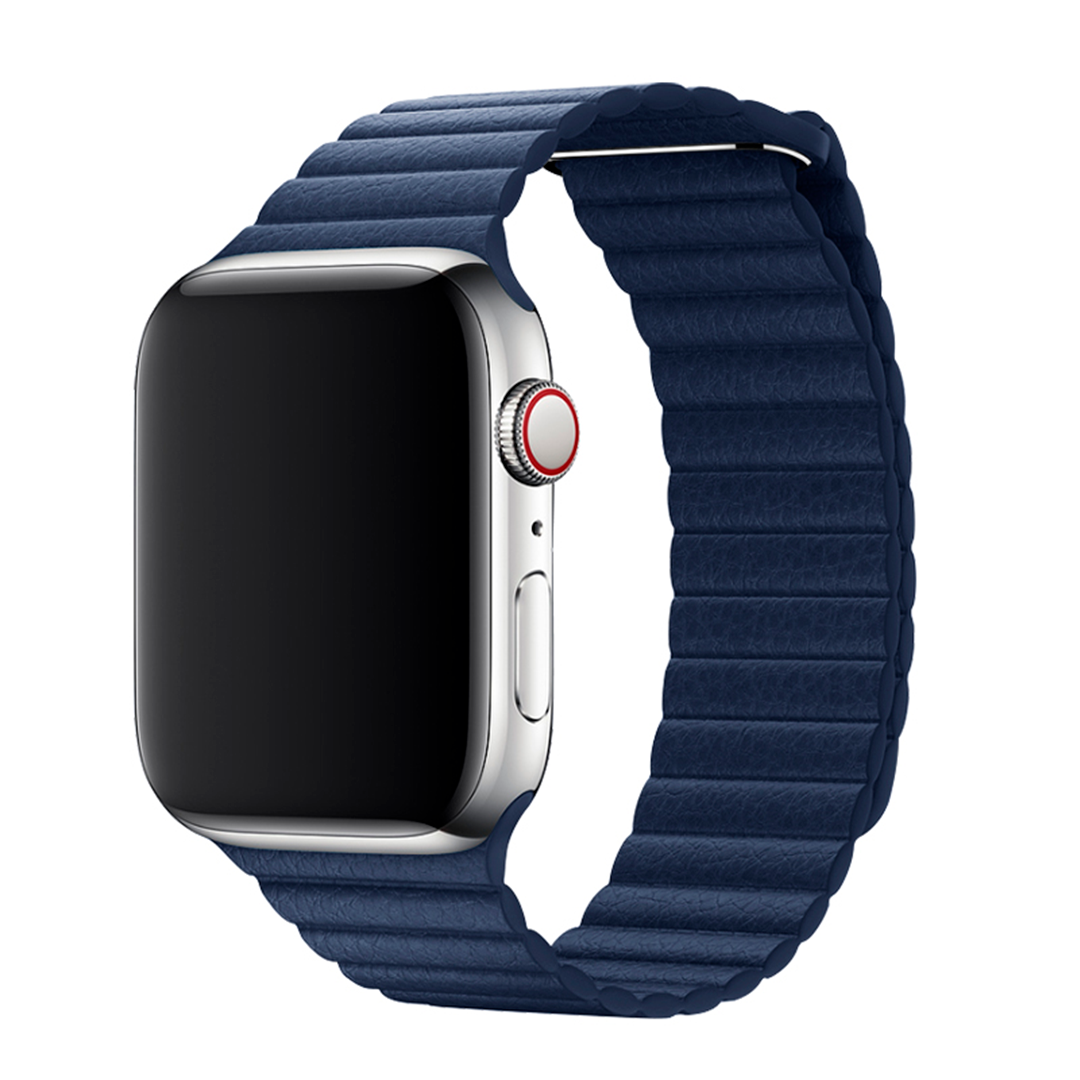 Apple Watch nahkaranneke Chain strap - Tummansininen