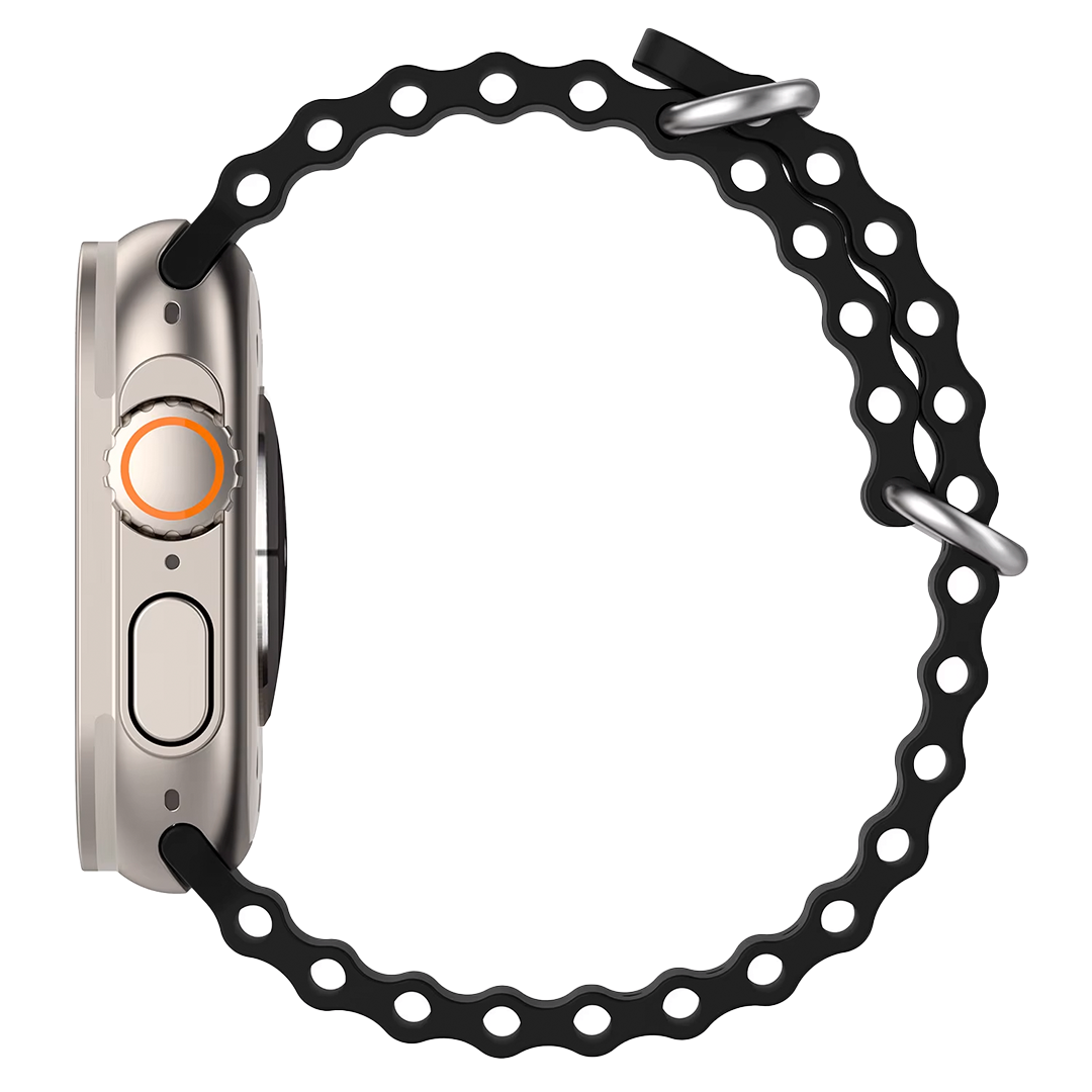 Apple Watch silikoniranneke Ocean - Musta