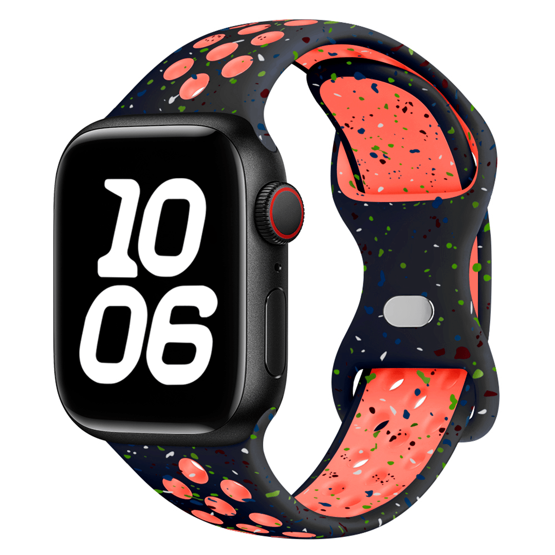 Apple Watch pilkullinen urheilurannekke - Silikoni, musta - oranssi – Riite | Apple Watch Ranneke