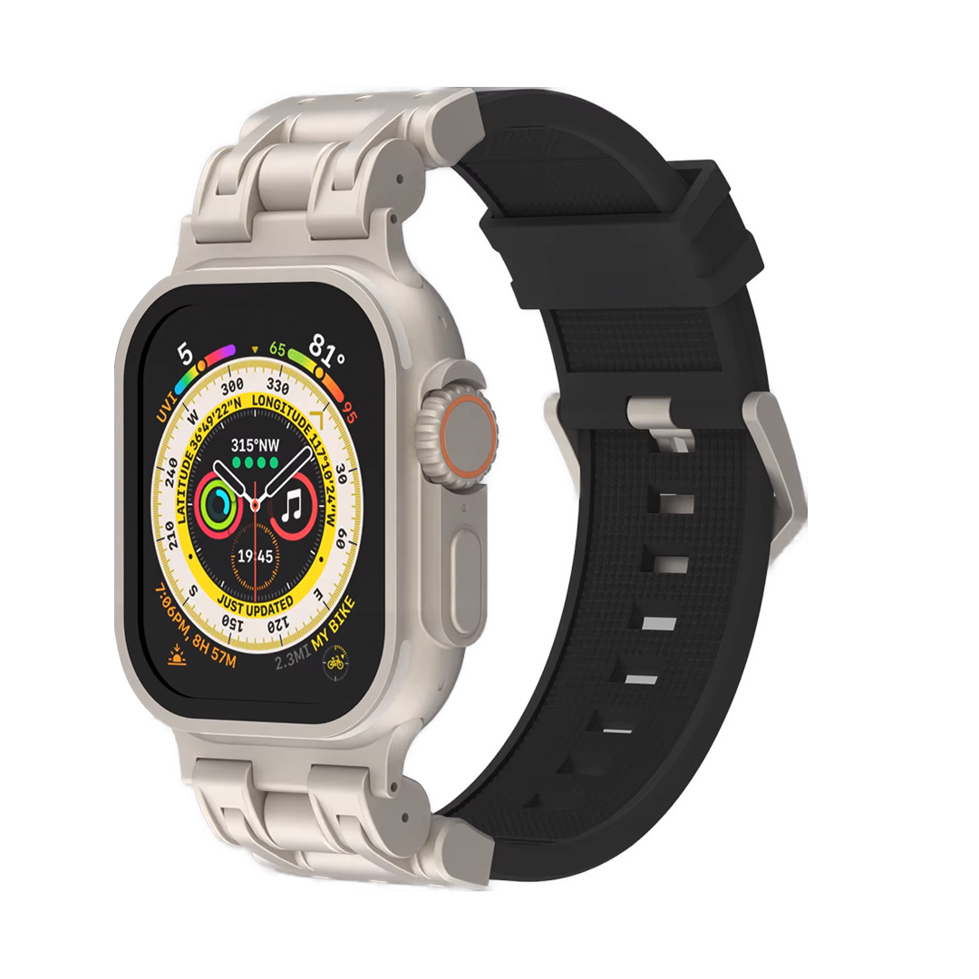 Apple Watch silikoniranneke Vahva - Musta / 42/44/45/49 mm