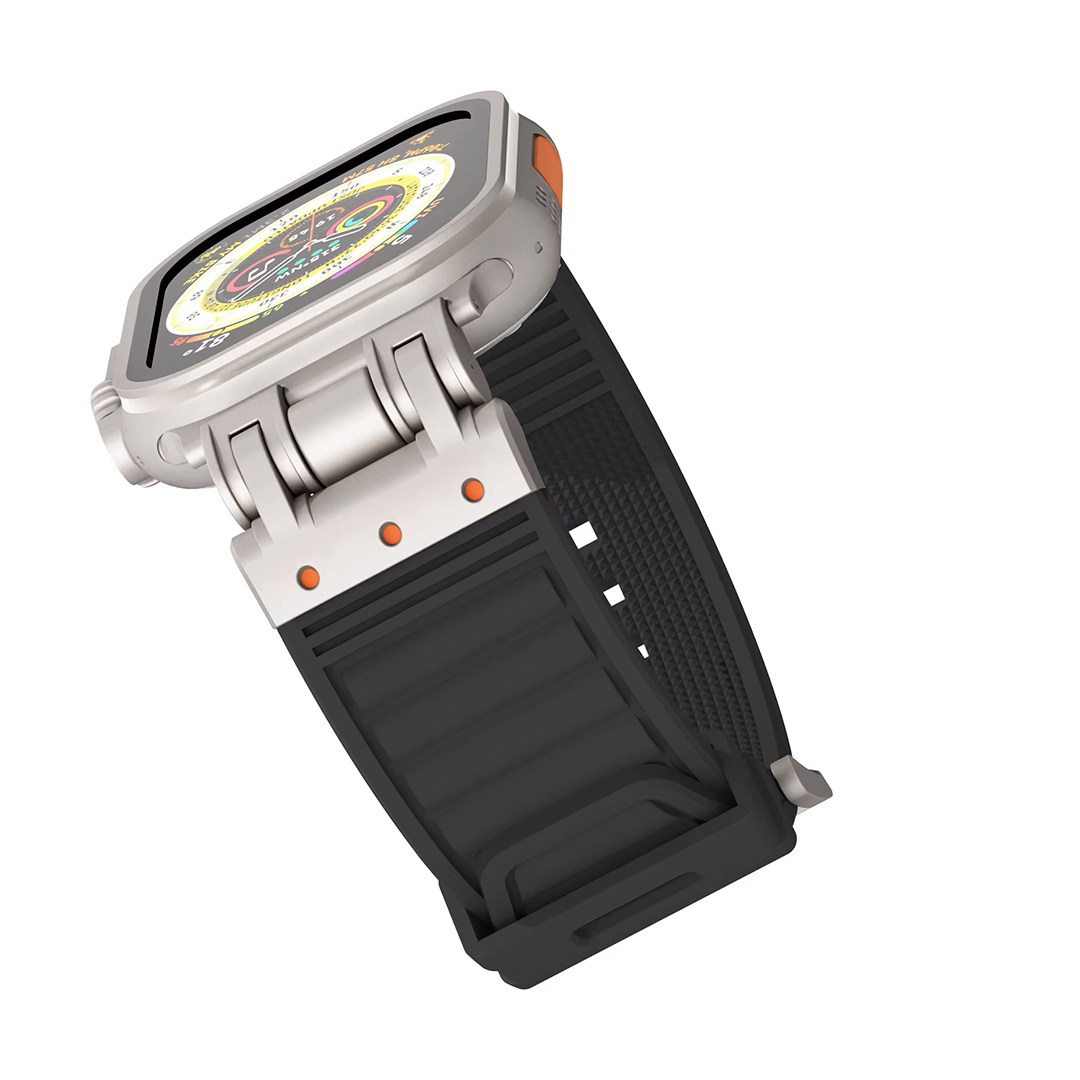 Apple Watch silikoniranneke Vahva - Musta / 42/44/45/49 mm