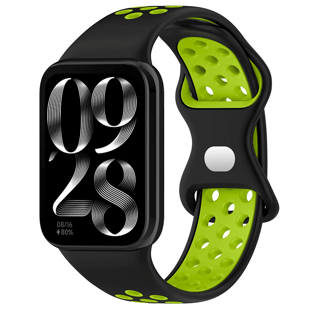 Apple Watch silikoniranneke - Musta / neonvihreä – Riite | Apple Watch Ranneke