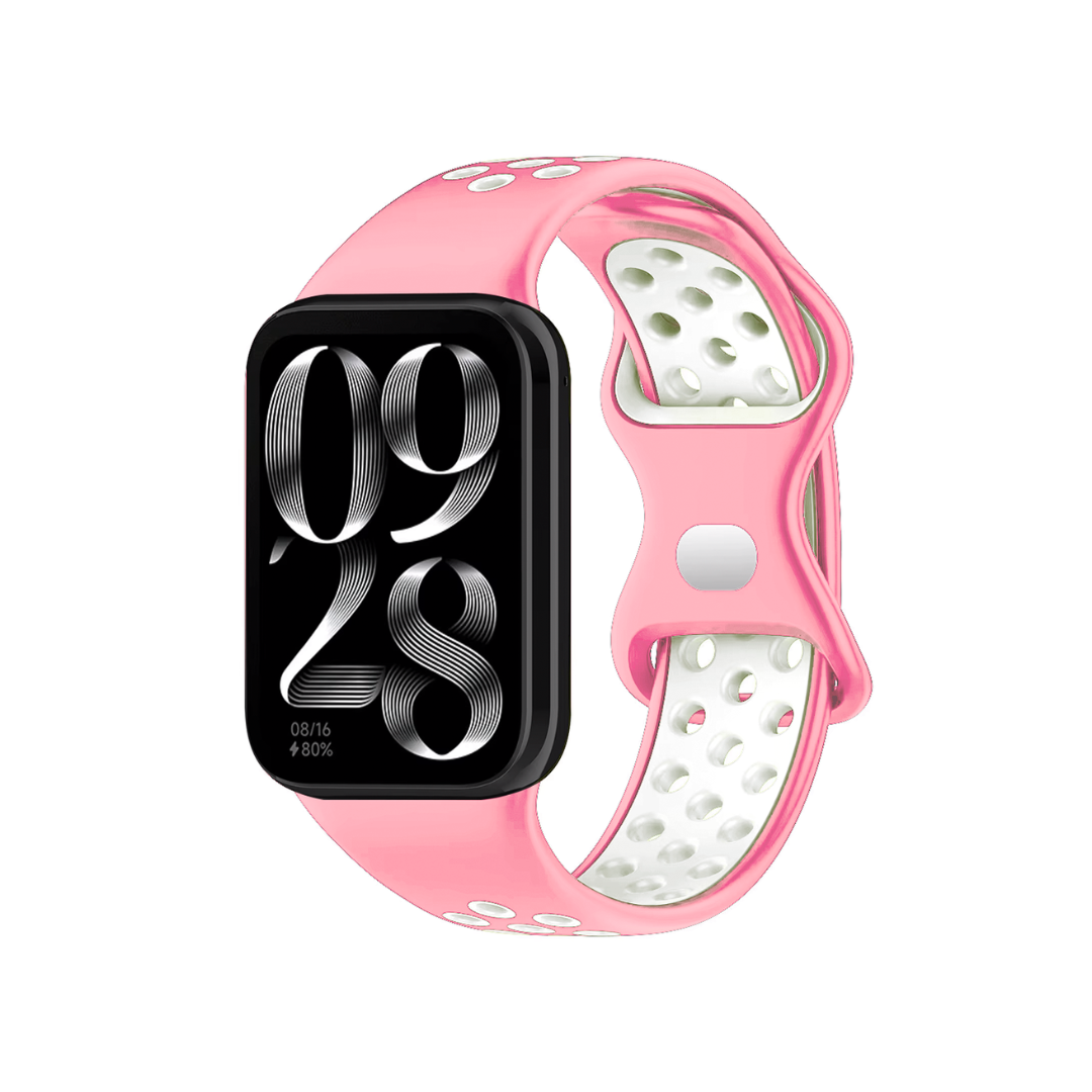 Apple Watch silikoniranneke - Vaaleanpunainen/Valkoinen