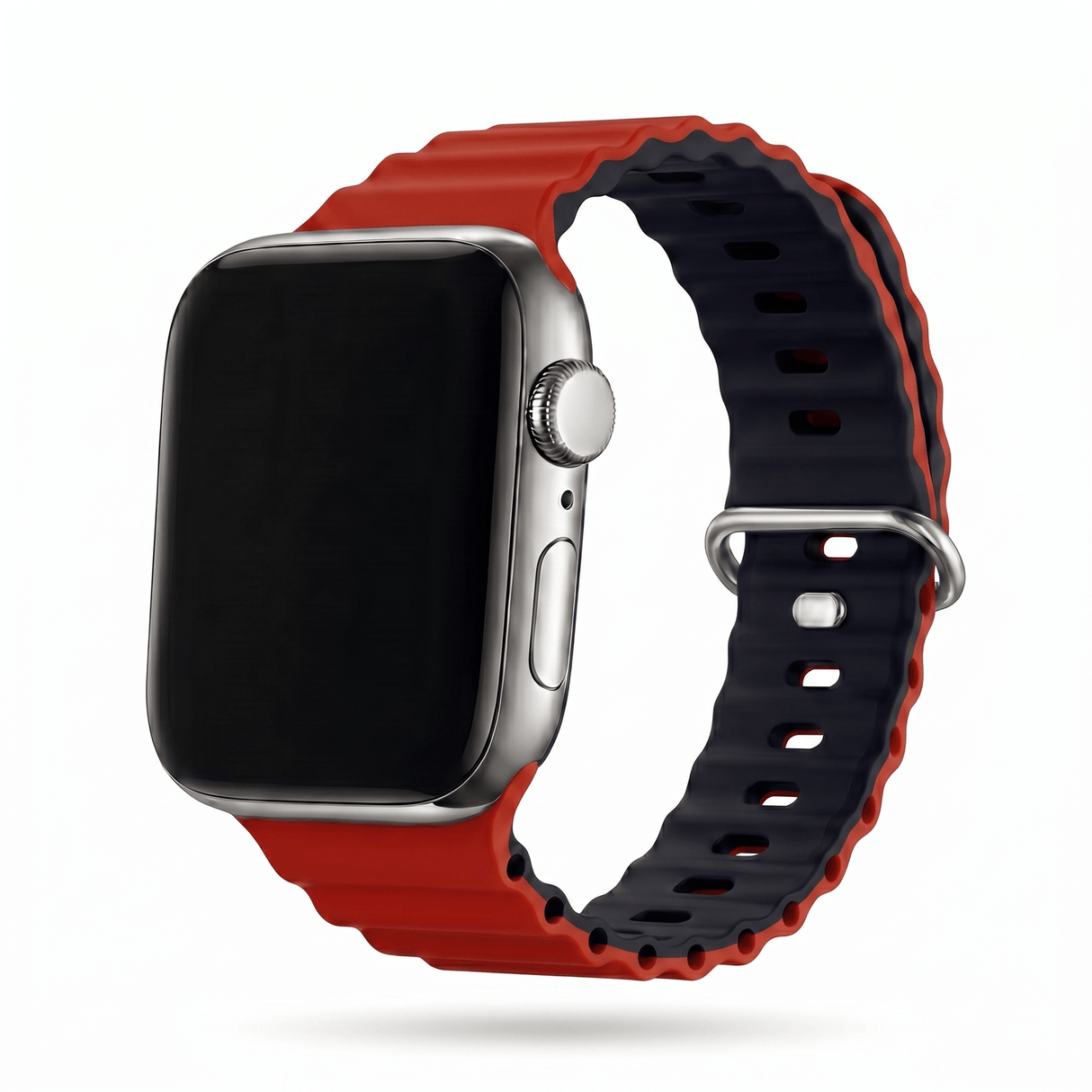 Apple Watch Ocean silikoniranneke - Punainen/Musta – Riite | Apple Watch Ranneke