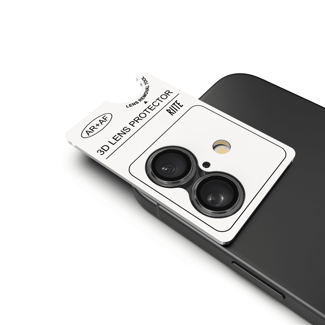 iPhone 18 sarjan Riite panssarilasi kameralle - Musta, Linssinsuoja / Asennuskehikolla – Riite | takakamera - linssinsuoja