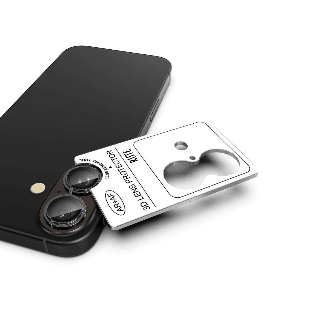 iPhone 18 sarjan Riite panssarilasi kameralle - Musta, Linssinsuoja / Asennuskehikolla – Riite | takakamera - linssinsuoja