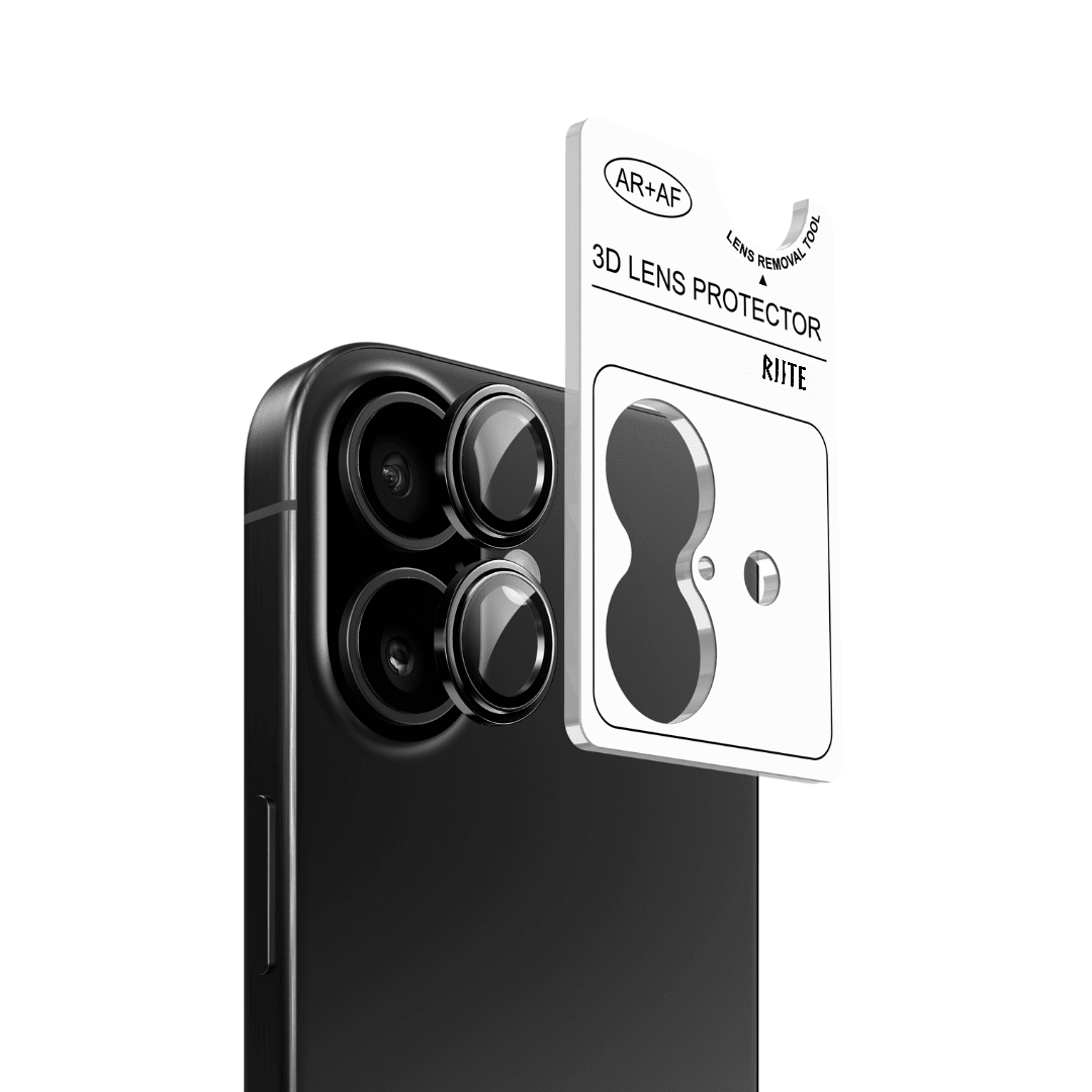 iPhone Riite linssinsuoja kameralle - Musta, asennuskehikolla – Riite | takakamera - linssinsuoja