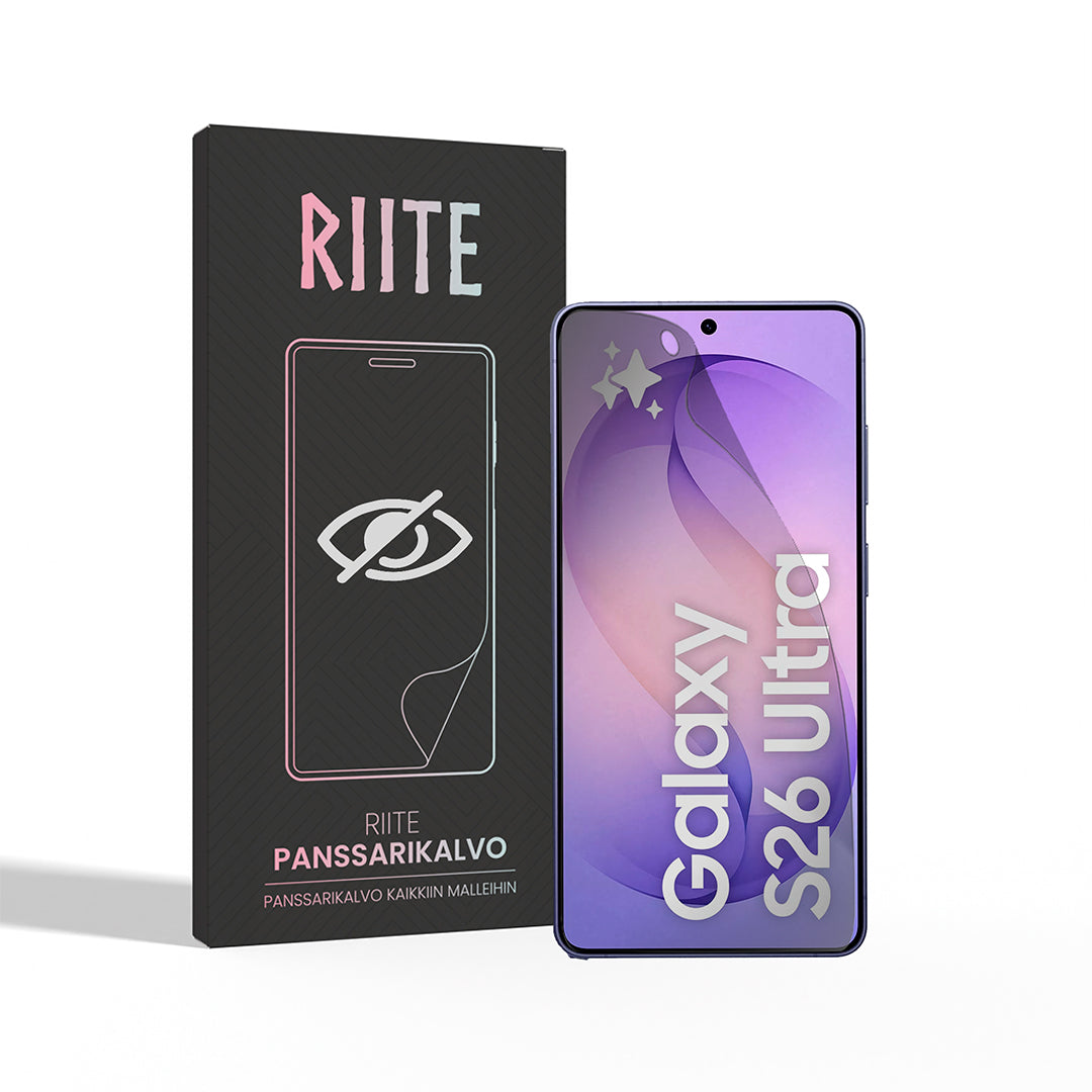 Riite Privacy panssarikalvo Samsung Galaxy S26 Ultra:lle – yksityisyydensuoja, hero-kuva