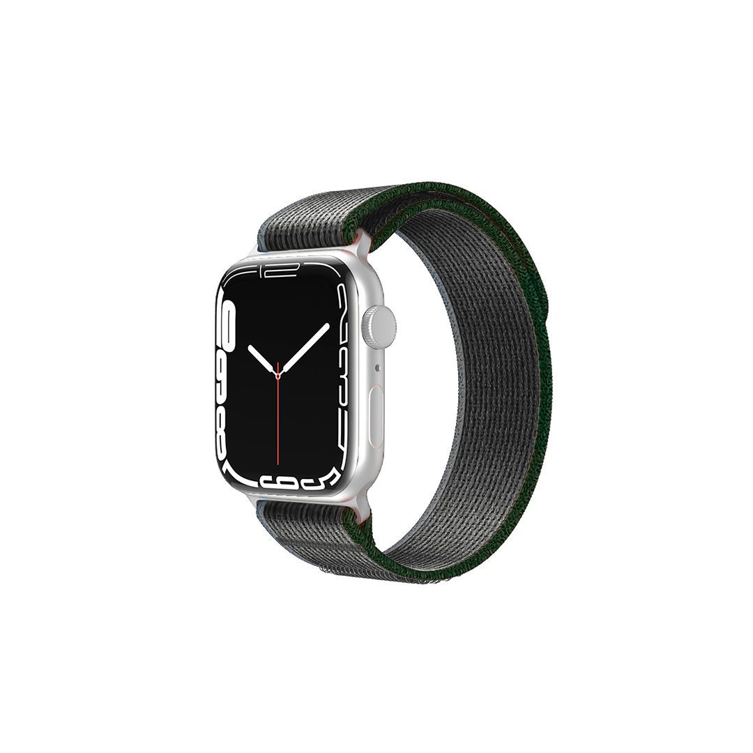 Apple Watch tekstiiliranneke Trail - Harmaa / tummanvihreä