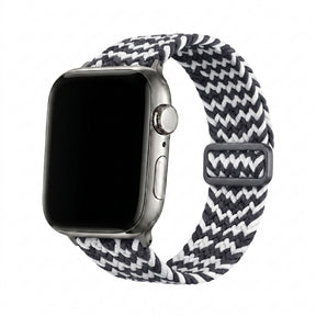 Apple Watch Braided musta valkoinen sahalaita tekstiiliranneke hero kuva