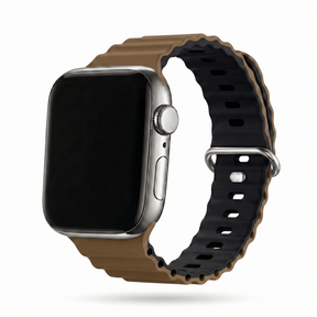 Apple Watch Ocean silikoniranneke - Vaaleanruskea/Maastonvihreä – Riite | Apple Watch Ranneke