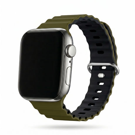 Apple Watch Ocean silikoniranneke - Vihreä/Musta – Riite | Apple Watch Ranneke