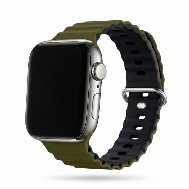 Apple Watch Ocean silikoniranneke - Vihreä/Musta – Riite | Apple Watch Ranneke