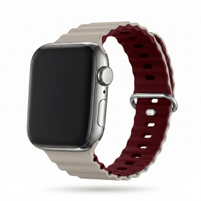 Apple Watch Ocean silikoniranneke - Viininpunainen/Beige – Riite | Apple Watch Ranneke