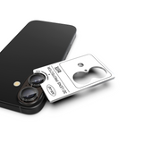 Asennuskehikko kohdistaa iPhone 17 Pro linssinsuojan (hopea kehys) tarkasti