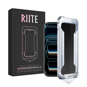 iPhone 17 Pro Max Riite Privacy -panssarilasi asennuskehikolla – sivunäkymäsuoja