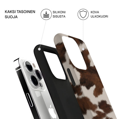 Riite Mokka kuori iPhone 13 Pro – kaksiosainen rakenne: TPU-sisäkuori ja kova ulkokuori, mokkakuosi