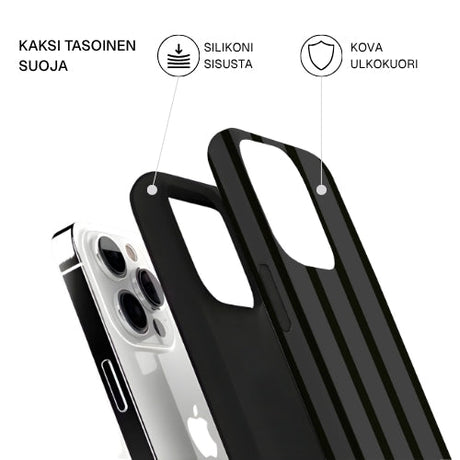 Riite - Salmiakki iPhone 16 Plus suojakuoren osat: kova ulkokuori ja TPU-sisäosa, kaksikerrosrakenne