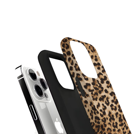 Riite Leopardi iPhone 16 suojakuoren osat: kova kuori ja TPU-sisus