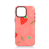 Riite Mansikka suojakuori iPhone 15 – vaaleanpunainen kuosi ja ohut istuvuus