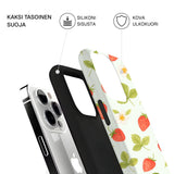 Riite – Metsämansikka -suojakuori iPhone 11 Pro Max – kuoren osat erikseen, valkoisella taustalla