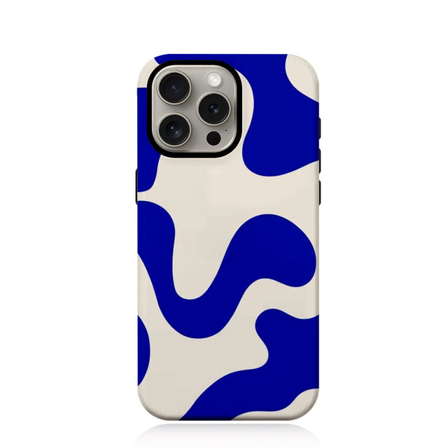 Riite – Sininen aalto iPhone 13 Pro Max -suojakuori – moderni aaltokuvio vaalealla taustalla