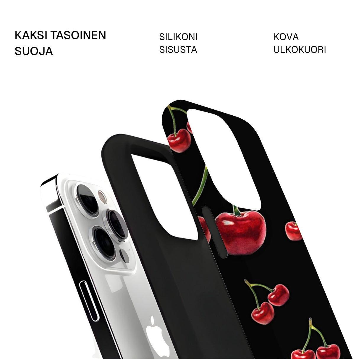 Riite – Tumma kirsikka iPhone 12 Pro Max -suojakuoren osat – kova ulkokuori ja TPU-sisäkuori, kaksikerrosrakenne